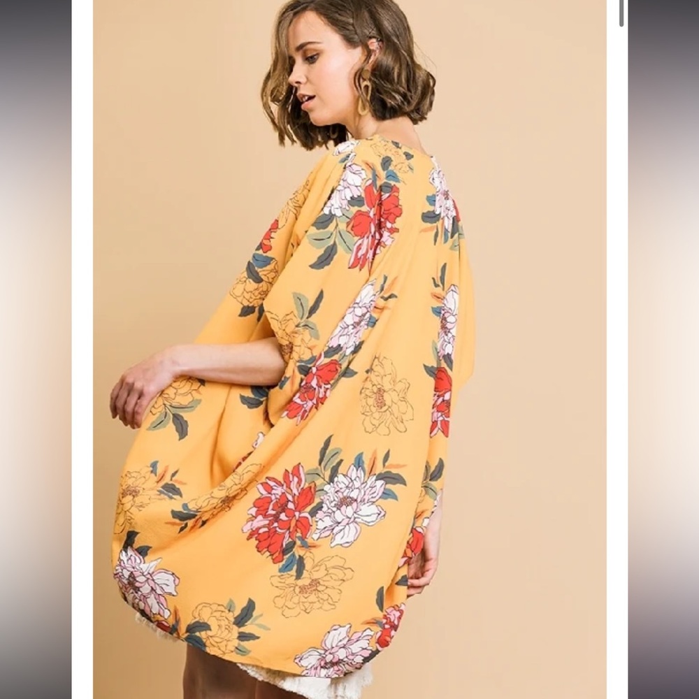 Umgee Mustard Yellow Kimono